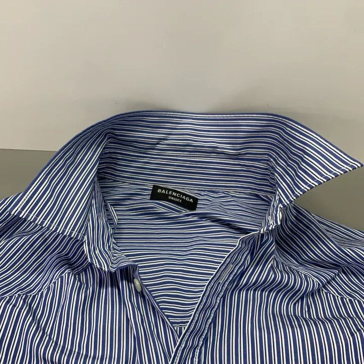 Balenciaga Balenciaga Striped Blue Long Sleeve Shirt Size US S / EU 44-46 / 1 - 7 Thumbnail