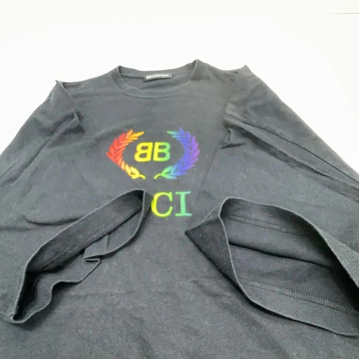Balenciaga Balenciaga BB Rainbow Logo Black T-Shirt Size US XS / EU 42 / 0 - 9 Thumbnail