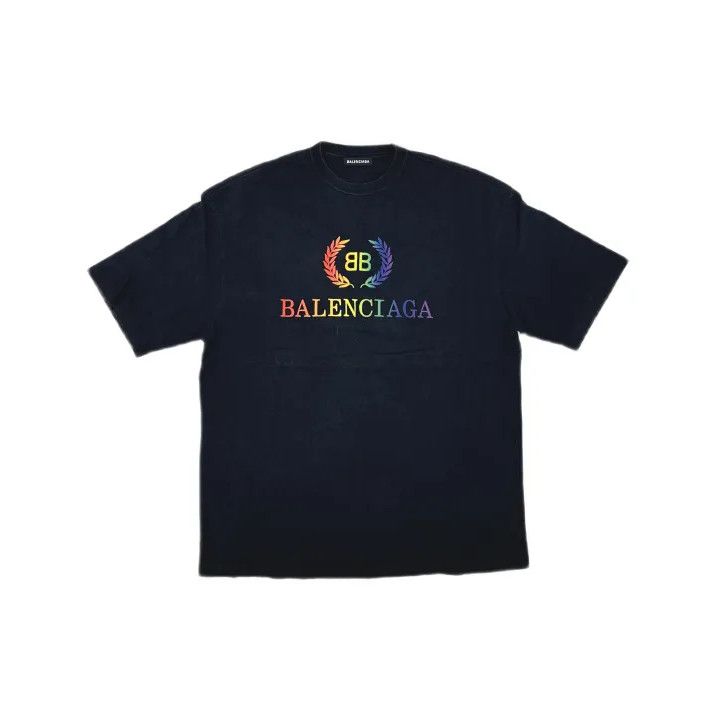 Balenciaga Balenciaga BB Rainbow Logo Black T-Shirt Size US XS / EU 42 / 0 - 2 Thumbnail