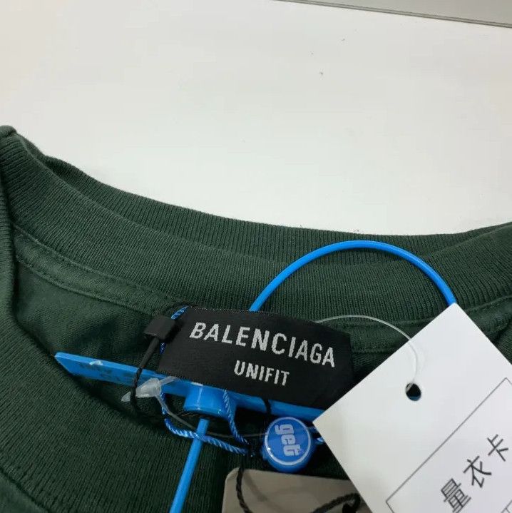 Balenciaga Balenciaga Green Logo Crew Neck T-Shirt Size US S / EU 44-46 / 1 - 4 Thumbnail