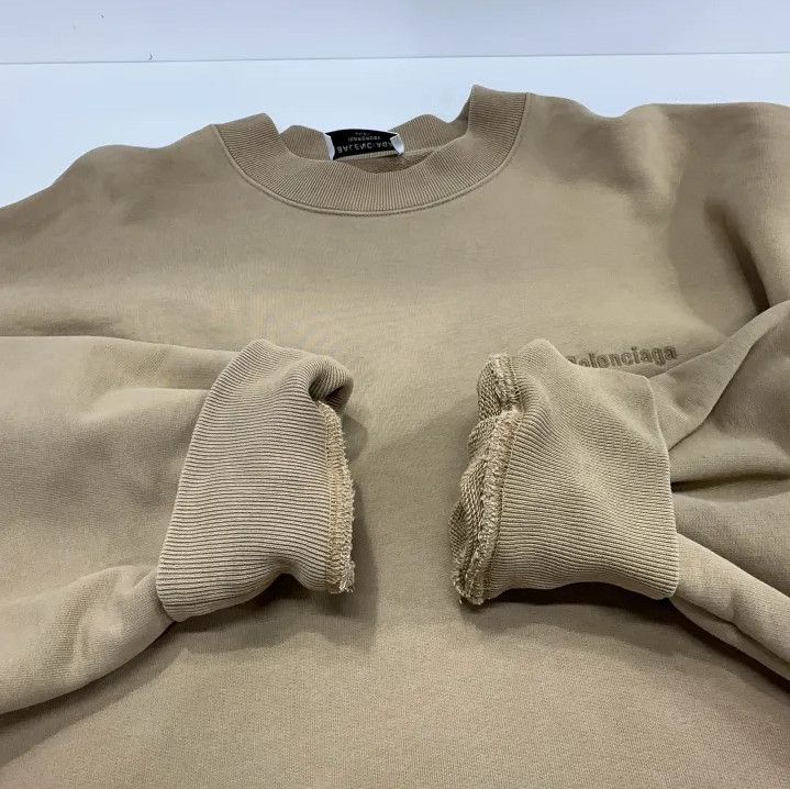 Balenciaga Balenciaga Classic Beige Logo Embroidered Sweatshirt Size US M / EU 48-50 / 2 - 9 Thumbnail