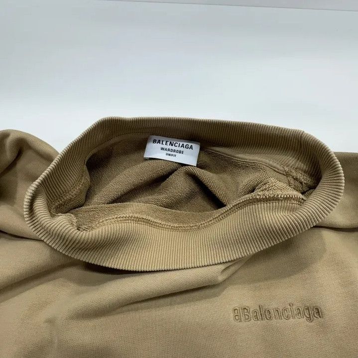 Balenciaga Balenciaga Classic Beige Logo Embroidered Sweatshirt Size US M / EU 48-50 / 2 - 7 Thumbnail