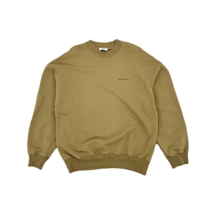 Balenciaga Balenciaga Classic Beige Logo Embroidered Sweatshirt Size US M / EU 48-50 / 2 - 2 Thumbnail