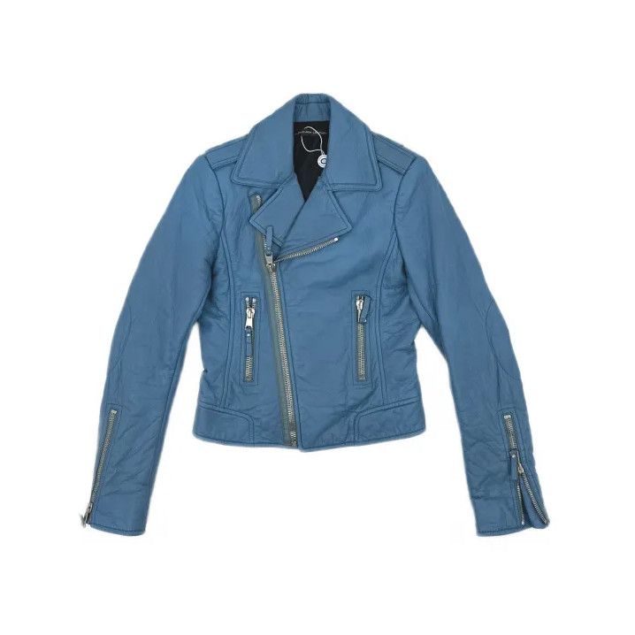 Balenciaga Balenciaga Blue Biker Leather Jacket for Unisex Size US M / EU 48-50 / 2 - 2 Thumbnail