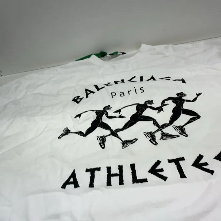 Balenciaga Balenciaga Marathon Print White T-Shirt Size US XL / EU 56 / 4 - 7 Thumbnail