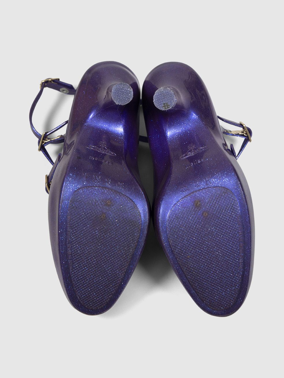 Vivienne Westwood Vivienne Westwood Anglomania + Melissa Purple Glitter Elevated Three Strap Heels Size US 9 / IT 39 - 4 Thumbnail