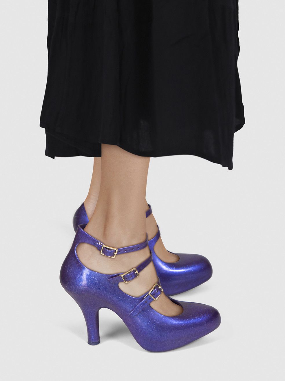 Vivienne Westwood Vivienne Westwood Anglomania + Melissa Purple Glitter Elevated Three Strap Heels Size US 9 / IT 39 - 2 Thumbnail