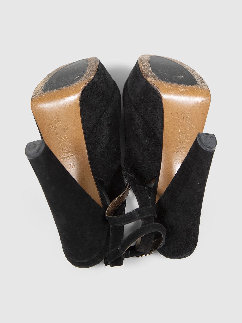 Marni Black Suede Platform Ankle Strap Heels Size US 7.5 / IT 37.5 - 5 Thumbnail