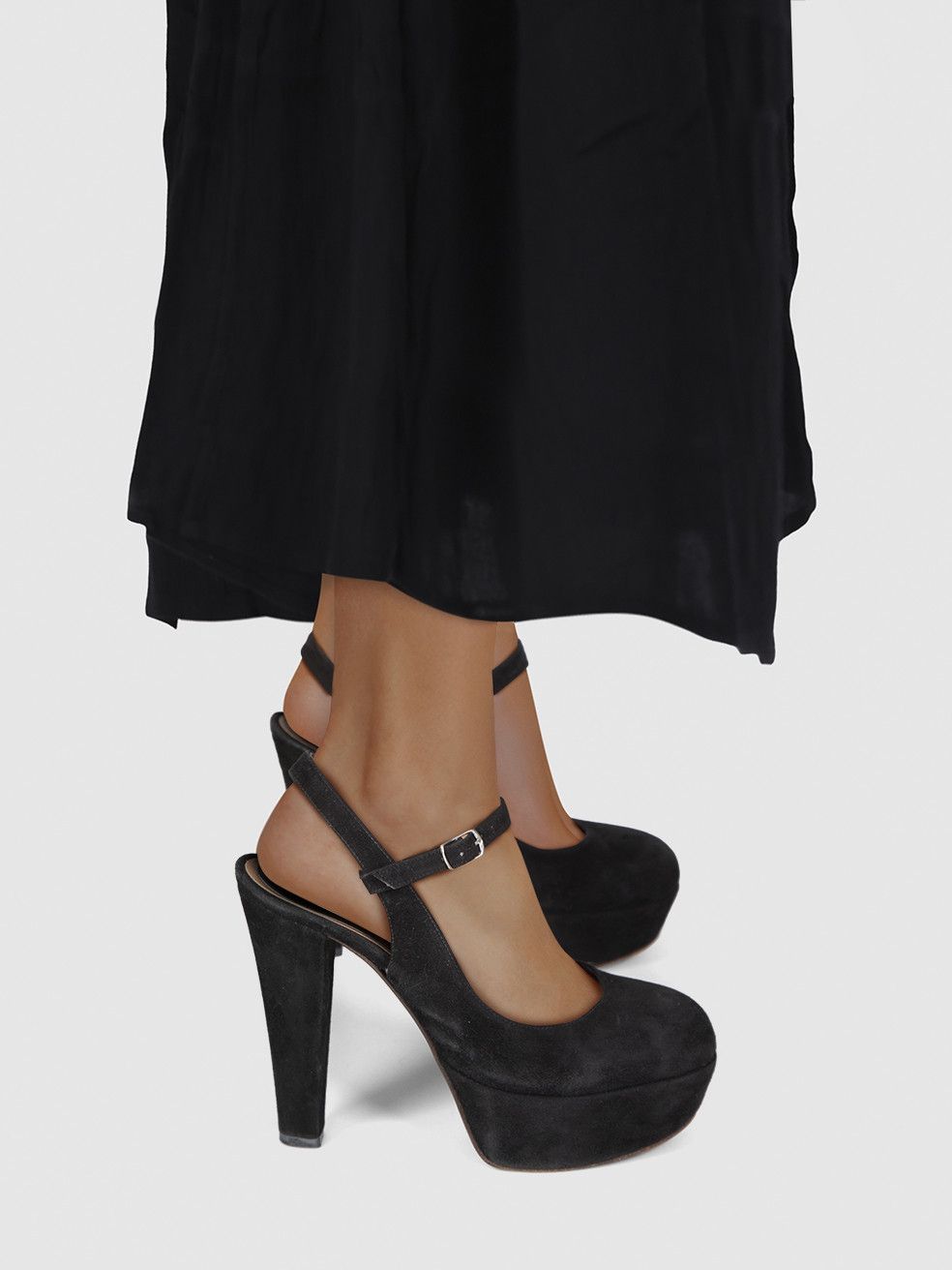 Marni Black Suede Platform Ankle Strap Heels Size US 7.5 / IT 37.5 - 2 Thumbnail