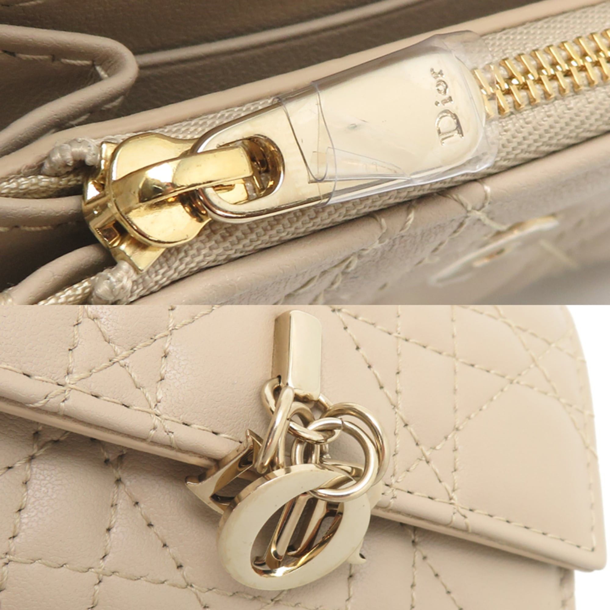 Dior Christian Dior Glycine Women's Wallet/Coin Case S0966ONMJ M51U Lamb Beige Size ONE SIZE - 8 Thumbnail
