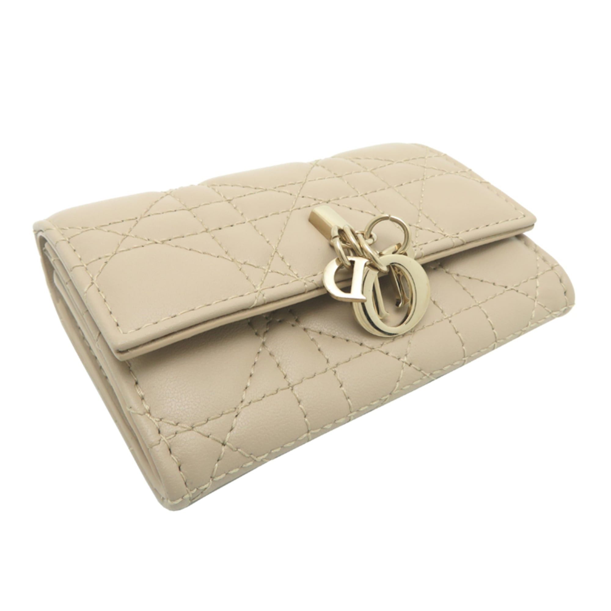 Dior Christian Dior Glycine Women's Wallet/Coin Case S0966ONMJ M51U Lamb Beige Size ONE SIZE - 3 Thumbnail