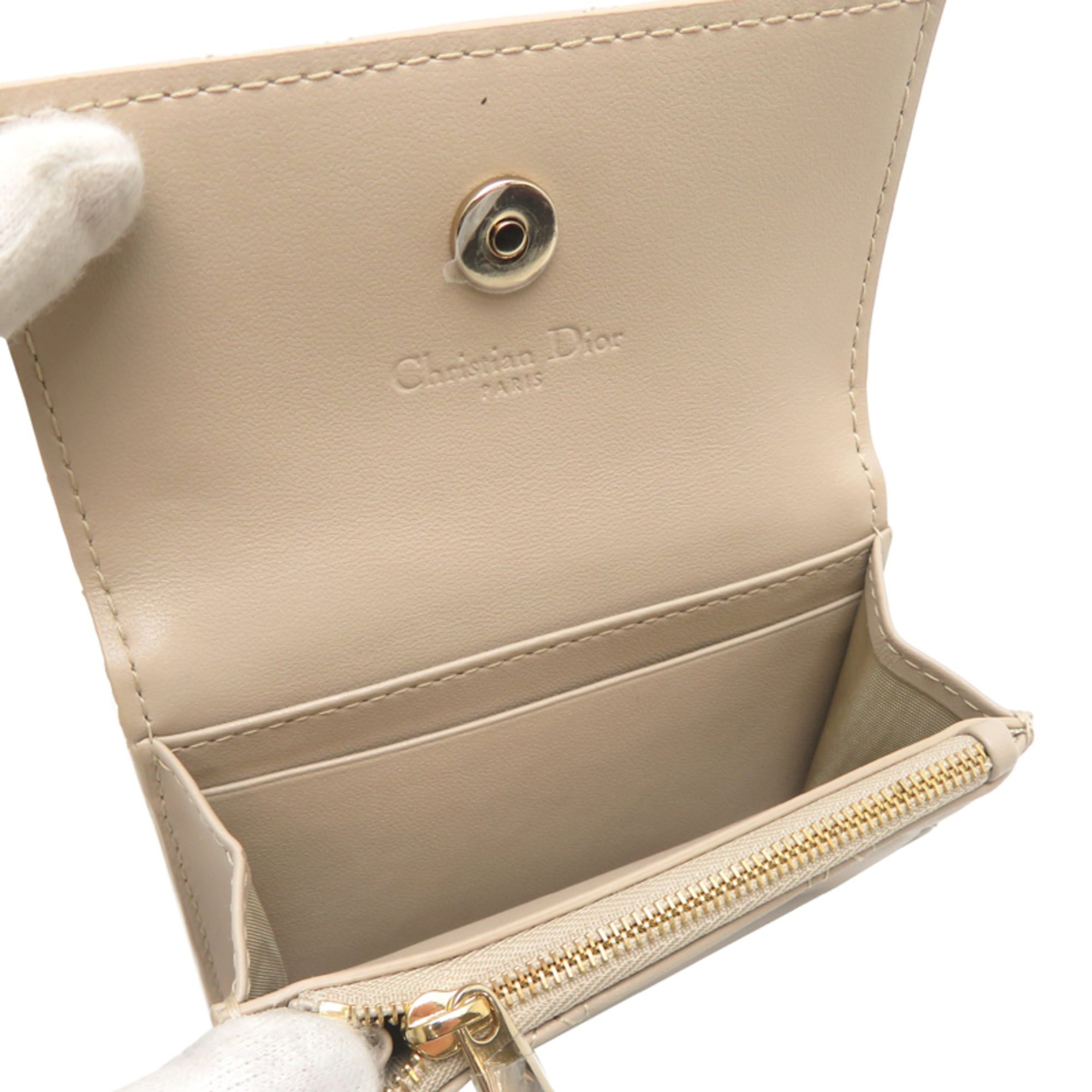 Dior Christian Dior Glycine Women's Wallet/Coin Case S0966ONMJ M51U Lamb Beige Size ONE SIZE - 5 Thumbnail