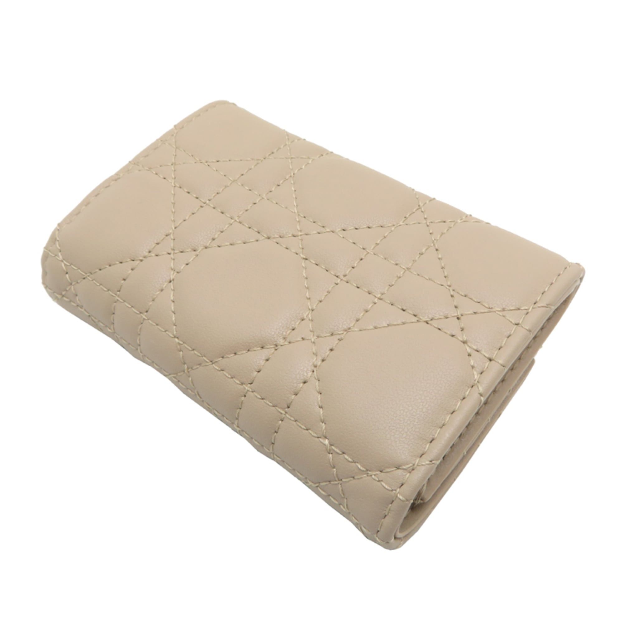 Dior Christian Dior Glycine Women's Wallet/Coin Case S0966ONMJ M51U Lamb Beige Size ONE SIZE - 4 Thumbnail