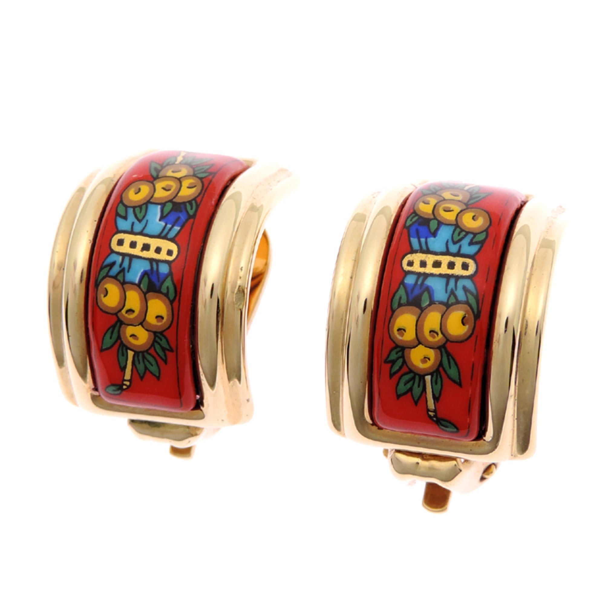 Hermes Hermes enamel earrings for women, GP, red (back strap deteriorated) Size ONE SIZE - 2 Thumbnail
