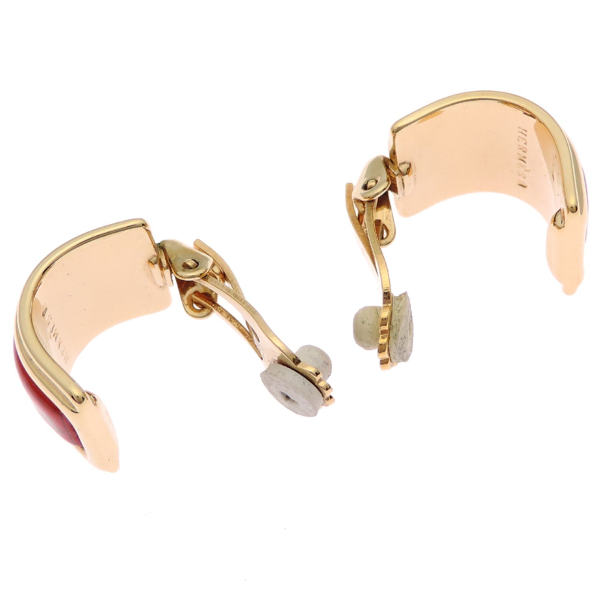 Hermes Hermes enamel earrings for women, GP, red (back strap deteriorated) Size ONE SIZE - 4 Thumbnail