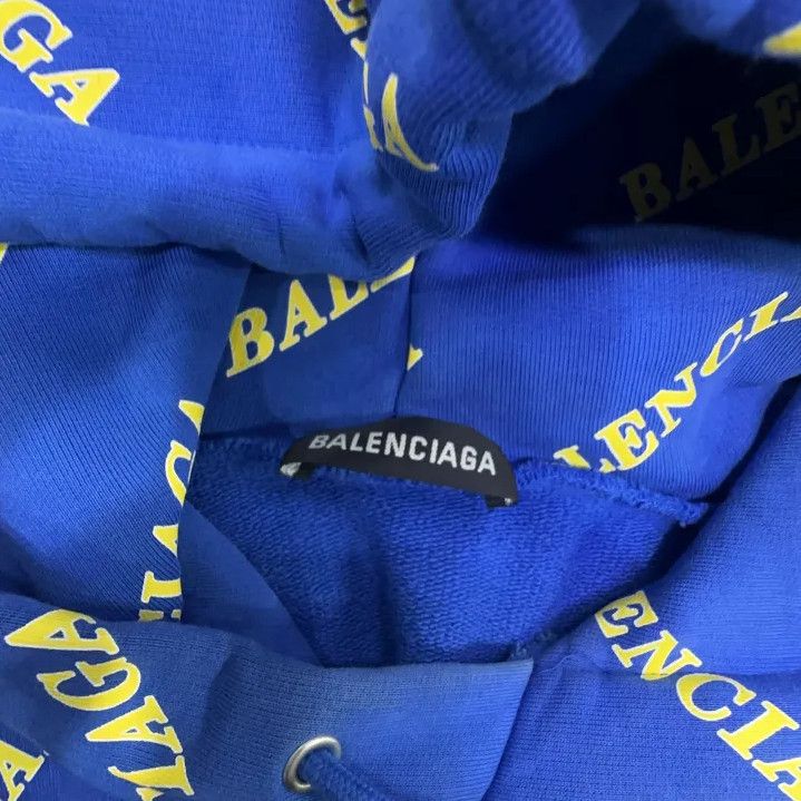 Balenciaga Balenciaga Blue Logo Hooded Sweatshirt Size US XS / EU 42 / 0 - 4 Thumbnail
