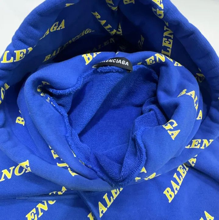 Balenciaga Balenciaga Blue Logo Hooded Sweatshirt Size US XS / EU 42 / 0 - 6 Thumbnail
