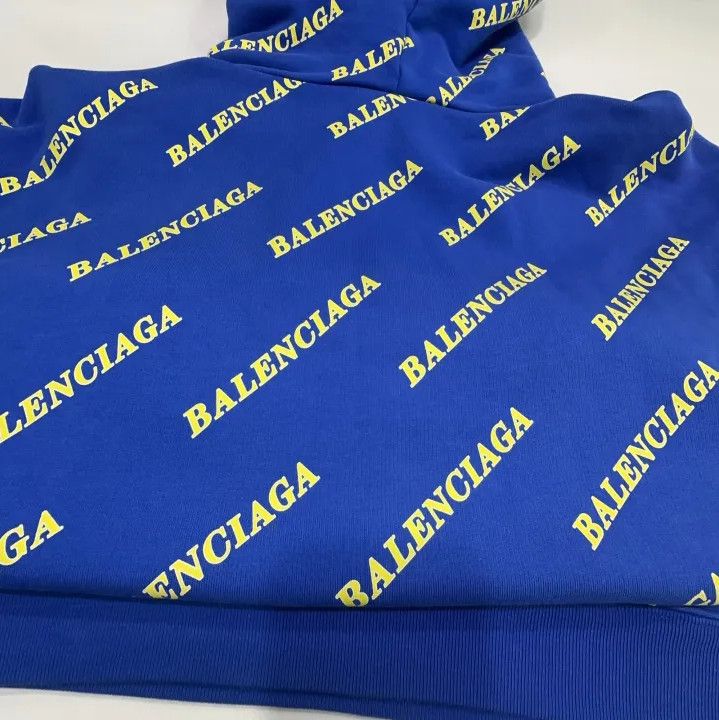 Balenciaga Balenciaga Blue Logo Hooded Sweatshirt Size US XS / EU 42 / 0 - 11 Thumbnail