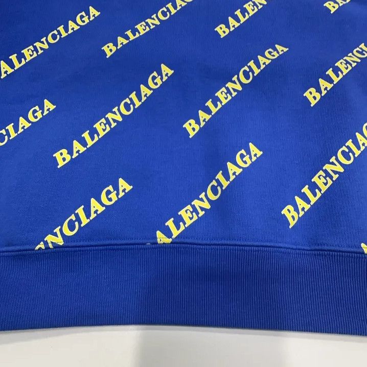 Balenciaga Balenciaga Blue Logo Hooded Sweatshirt Size US XS / EU 42 / 0 - 12 Thumbnail