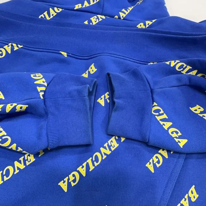 Balenciaga Balenciaga Blue Logo Hooded Sweatshirt Size US XS / EU 42 / 0 - 13 Thumbnail