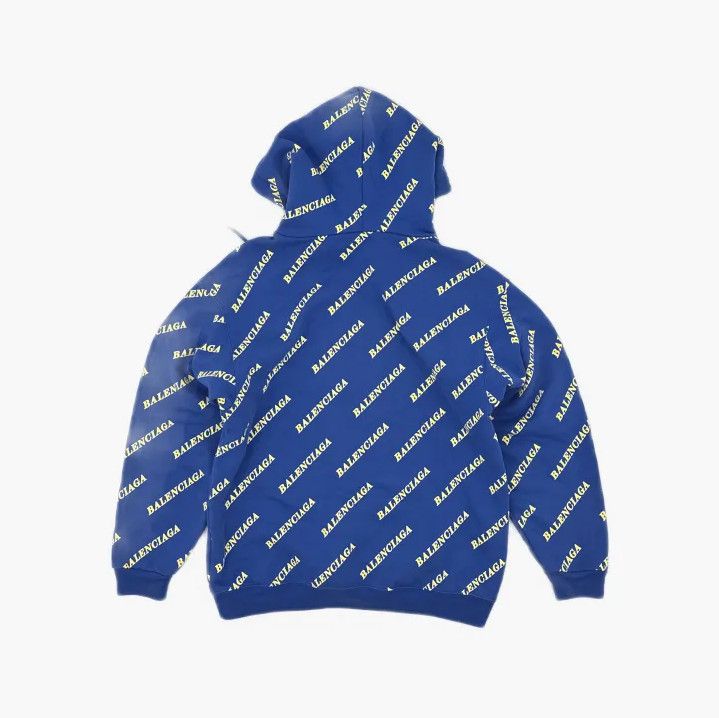 Balenciaga Balenciaga Blue Logo Hooded Sweatshirt Size US XS / EU 42 / 0 - 3 Thumbnail