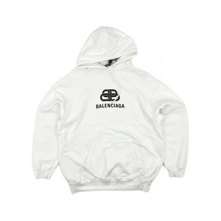 Balenciaga Balenciaga White Logo Hooded Sweatshirt Unisex Size US XS / EU 42 / 0 - 2 Thumbnail