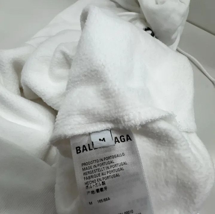 Balenciaga Balenciaga White Logo Drawstring Hoodie Size US M / EU 48-50 / 2 - 4 Thumbnail