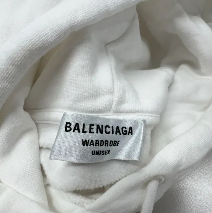 Balenciaga Balenciaga White Logo Drawstring Hoodie Size US M / EU 48-50 / 2 - 6 Thumbnail