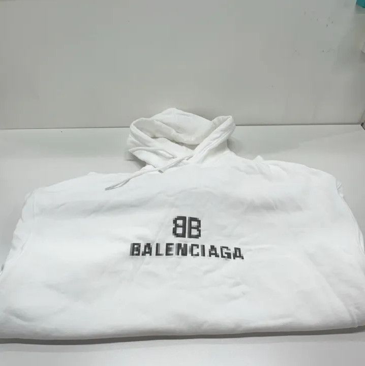 Balenciaga Balenciaga White Logo Drawstring Hoodie Size US M / EU 48-50 / 2 - 13 Thumbnail
