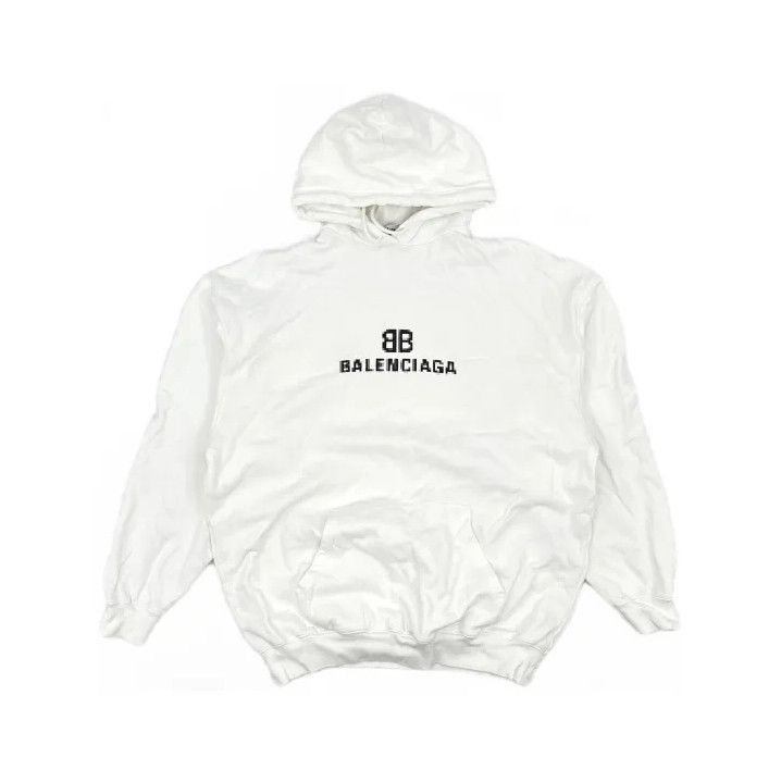 Balenciaga Balenciaga White Logo Drawstring Hoodie Size US M / EU 48-50 / 2 - 2 Thumbnail