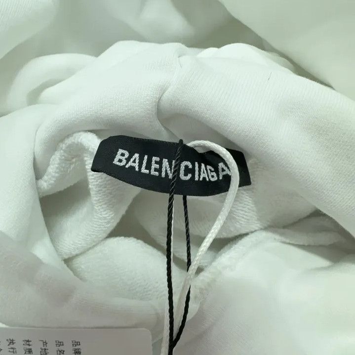 Balenciaga Balenciaga White Long Sleeve Hoodie with Logo Size US XXS / EU 40 - 6 Thumbnail