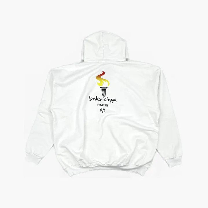 Balenciaga Balenciaga White Long Sleeve Hoodie with Logo Size US XXS / EU 40 - 3 Thumbnail