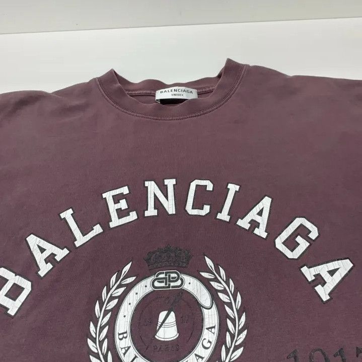 Balenciaga Balenciaga Logo Short Sleeve T-Shirt in Purple Size US XXS / EU 40 - 9 Thumbnail
