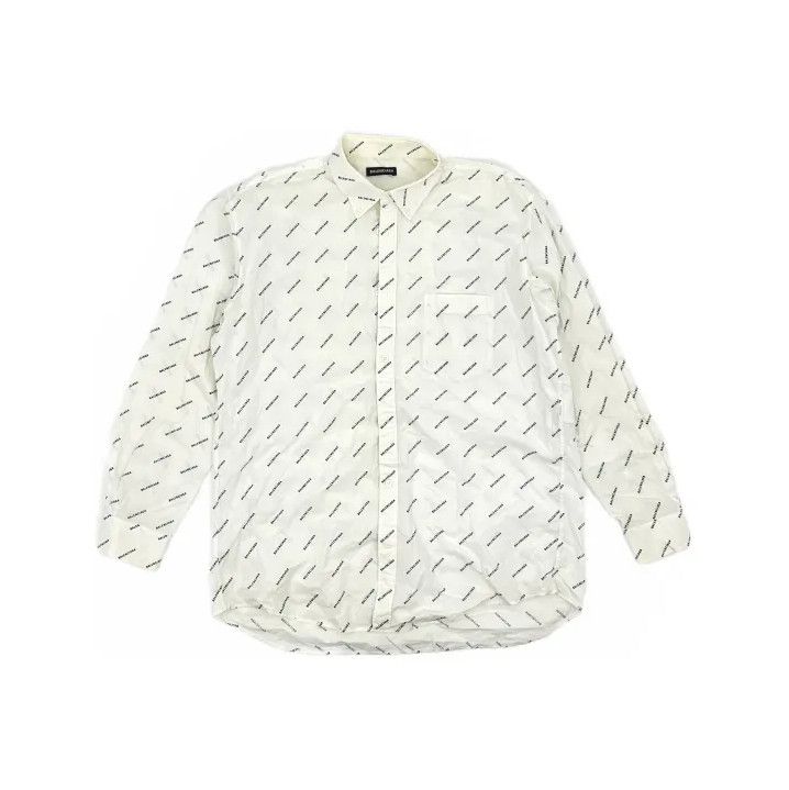 Balenciaga Balenciaga Logo Print Long Sleeve Casual Shirt Size US M / EU 48-50 / 2 - 2 Thumbnail