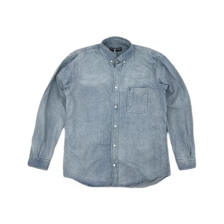 Balenciaga Balenciaga Denim Long Sleeve Button-Up Shirt Size US M / EU 48-50 / 2 - 2 Thumbnail
