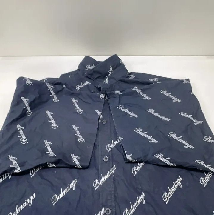 Balenciaga Balenciaga Black Logo Printed Short Sleeve Shirt Size US M / EU 48-50 / 2 - 7 Thumbnail