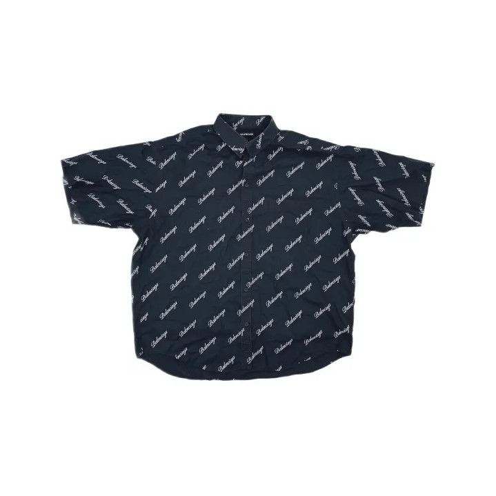 Balenciaga Balenciaga Black Logo Printed Short Sleeve Shirt Size US M / EU 48-50 / 2 - 2 Thumbnail