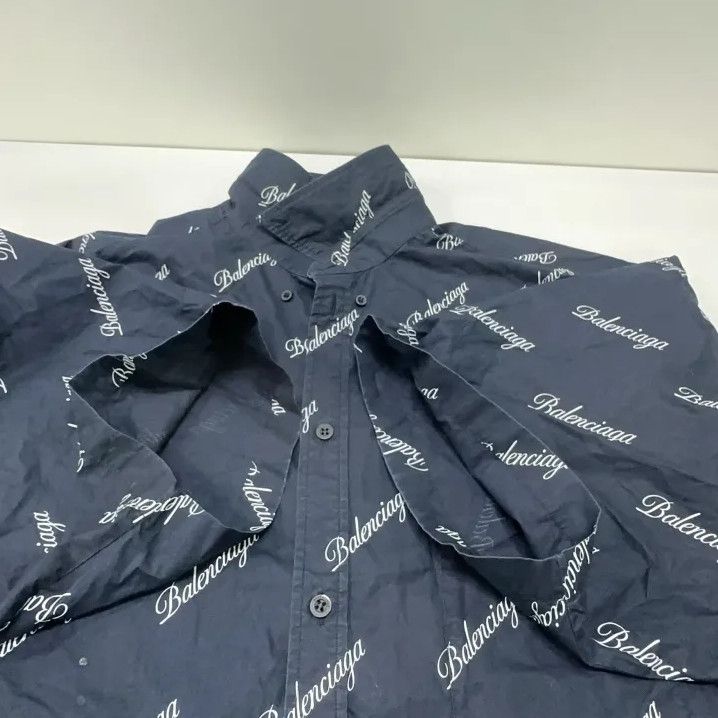 Balenciaga Balenciaga Black Logo Printed Short Sleeve Shirt Size US M / EU 48-50 / 2 - 8 Thumbnail