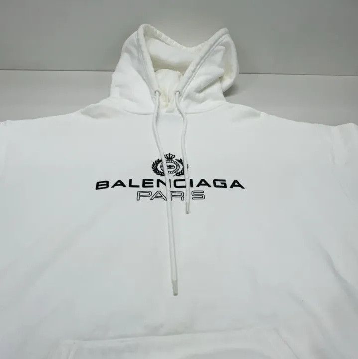 Balenciaga Balenciaga White Logo Print Hoodie for Men Size US XS / EU 42 / 0 - 9 Thumbnail