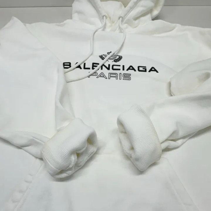 Balenciaga Balenciaga White Logo Print Hoodie for Men Size US XS / EU 42 / 0 - 13 Thumbnail
