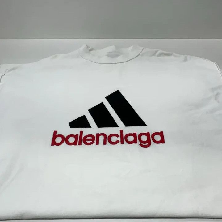 Balenciaga Balenciaga x Adidas White Logo Embroidered T-Shirt Size US M / EU 48-50 / 2 - 7 Thumbnail