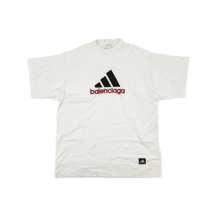 Balenciaga Balenciaga x Adidas White Logo Embroidered T-Shirt Size US M / EU 48-50 / 2 - 2 Thumbnail