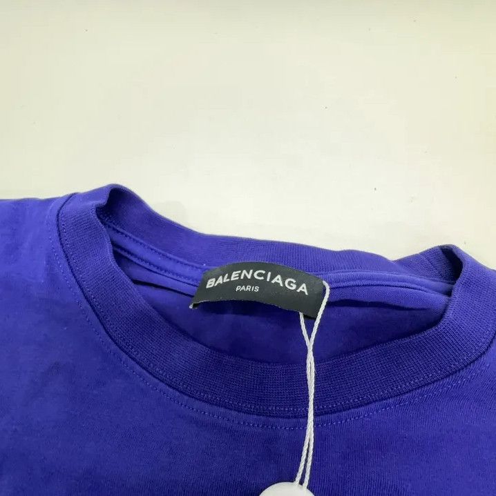 Balenciaga Balenciaga Purple Logo Embroidered T-Shirt Size US XS / EU 42 / 0 - 6 Thumbnail