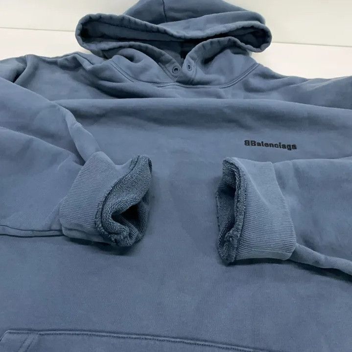 Balenciaga Balenciaga SS23 Blue Logo Embroidered Hoodie Size US S / EU 44-46 / 1 - 12 Thumbnail