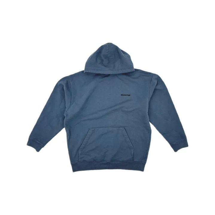 Balenciaga Balenciaga SS23 Blue Logo Embroidered Hoodie Size US S / EU 44-46 / 1 - 2 Thumbnail
