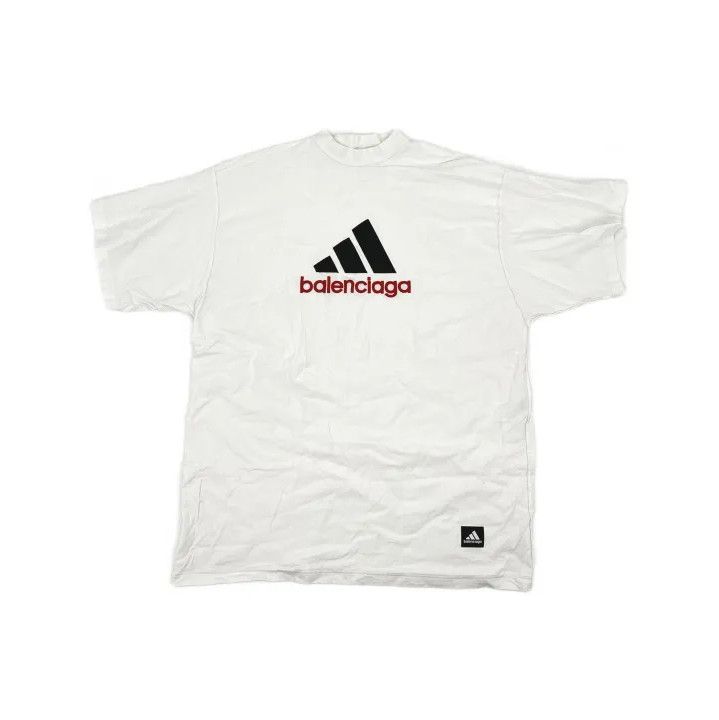 Balenciaga Balenciaga x Adidas Logo Embroidered White T-Shirt Size US M / EU 48-50 / 2 - 2 Thumbnail
