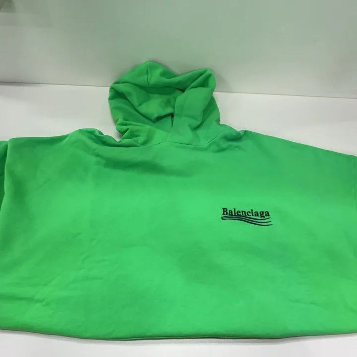 Balenciaga Balenciaga Logo Print Hooded Sweatshirt in Green Size US M / EU 48-50 / 2 - 16 Thumbnail