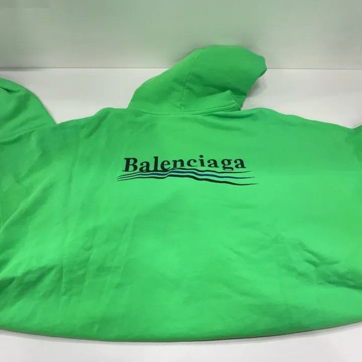 Balenciaga Balenciaga Logo Print Hooded Sweatshirt in Green Size US M / EU 48-50 / 2 - 11 Thumbnail