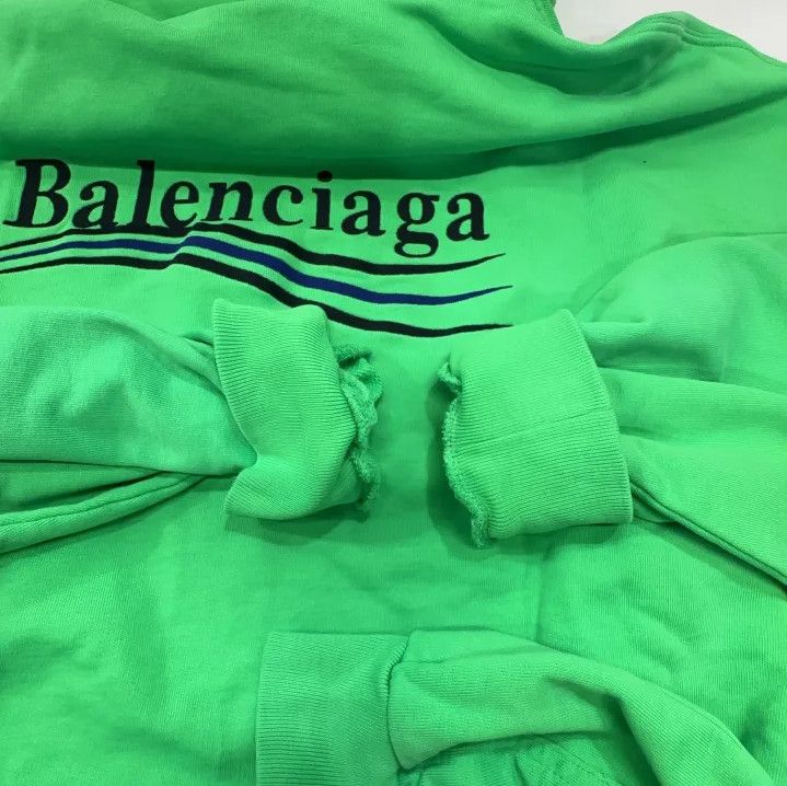 Balenciaga Balenciaga Logo Print Hooded Sweatshirt in Green Size US M / EU 48-50 / 2 - 14 Thumbnail
