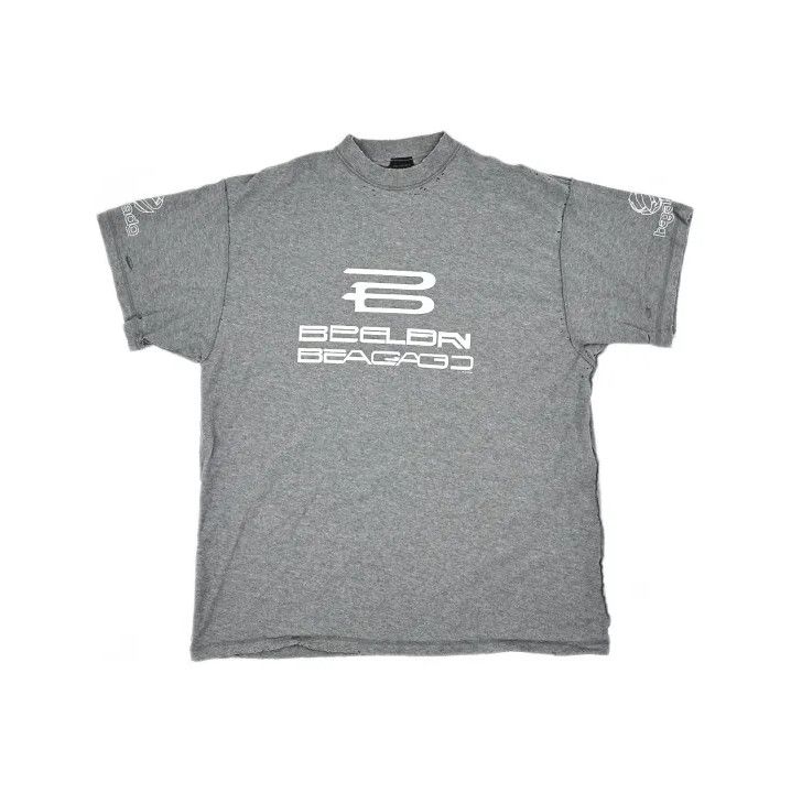 Balenciaga Balenciaga Gray Logo Print Short Sleeve T-Shirt Size US L / EU 52-54 / 3 - 2 Thumbnail